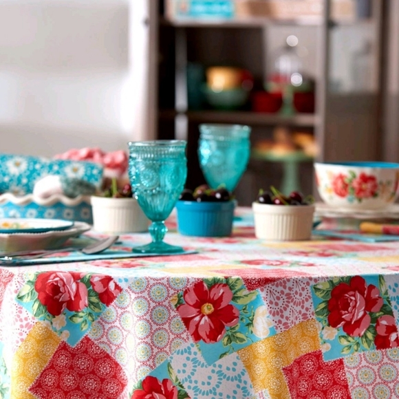 Pioneer Woman Fabric Round Patchwork Tablecloth - Picture 6 of 6